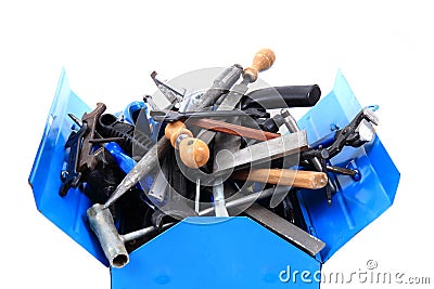 Mechanical tools in the box Stock Photo