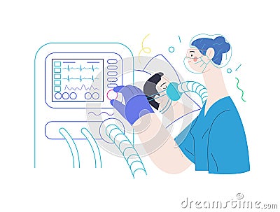 Mechanical ventilation - medical insurance illustration Vector Illustration