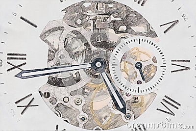 Mechanical Watch Concept Sketch Stock Photo