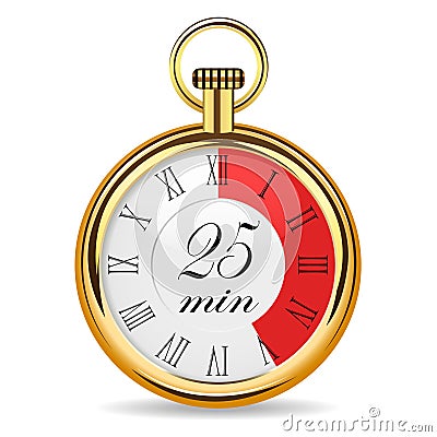 Mechanical watch timer 25 minutes Vector Illustration