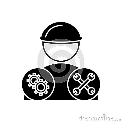 Black solid icon for Mechanics, tools and engineer Vector Illustration