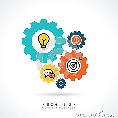 Mechanism Business concept gear icons illustration Vector Illustration