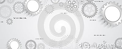 The mechanism consisting of gears on a gray background for the presentation. Cogwheel for science experiment presentation. Vector Illustration