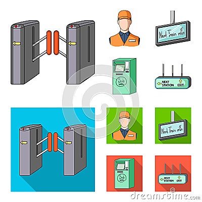 Mechanism,electric ,transport, and other web icon in cartoon,flat style. Pass, public, transportation, icons in set Vector Illustration