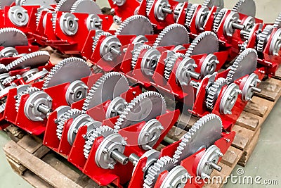 Mechanism with gears at engineering plant Stock Photo