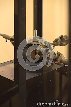 Mechanism that, using gears, controls the three clocks of a clock tower Stock Photo