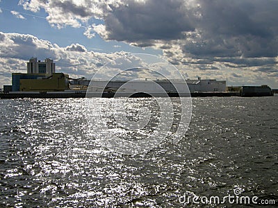 Mechanisms of a complex of flood protection structures in the Gulf of Finland. Kronstadt, Russia. Stock Photo