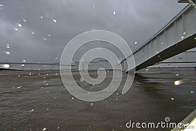 Mechanisms of a complex of protective structures during a flood. Flood protection. Kronstadt, Russia. Stock Photo