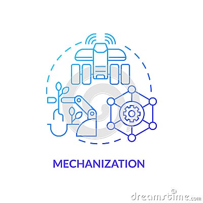 Mechanization blue gradient concept icon Vector Illustration