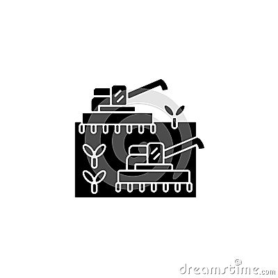 Mechanized agriculture black glyph icon Vector Illustration