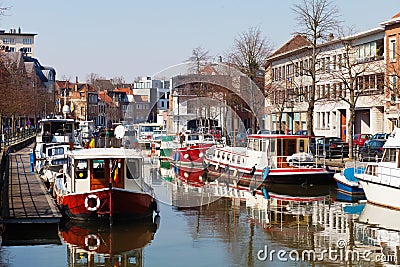 Mechelen boats Stock Photo
