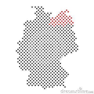 Mecklenburg-Vorpommern with red dots on simplified map of Germany Stock Photo