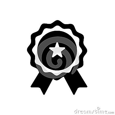 Medal, achievement symbol flat black line icon, Vector Illustration Stock Photo