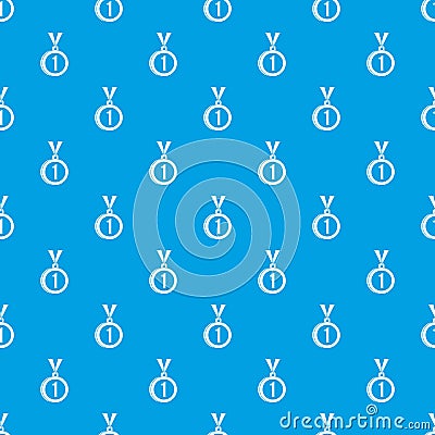 Medal for first place pattern seamless blue Vector Illustration