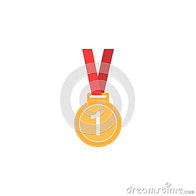 Medal flat icon, sport and champion element Vector Illustration