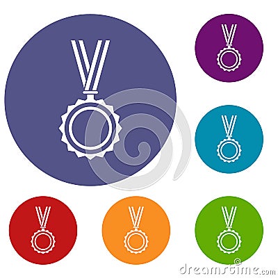 Medal icons set Vector Illustration