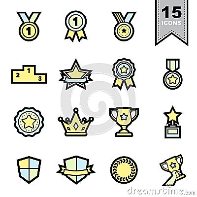 Medal icons set Vector Illustration