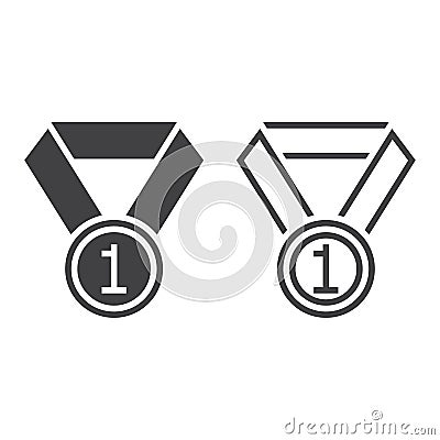 Medal line icon, outline and solid vector sign, linear and full Vector Illustration