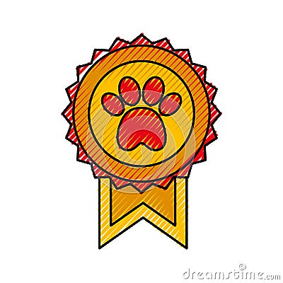 Medal with paw icon Vector Illustration