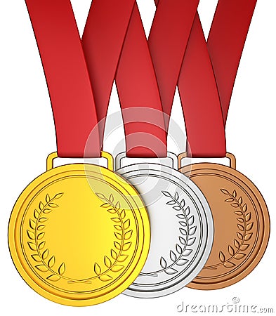 Medal with red ribbon Cartoon Illustration