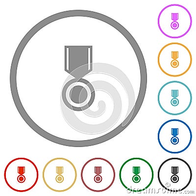 Medal solid flat icons with outlines Vector Illustration