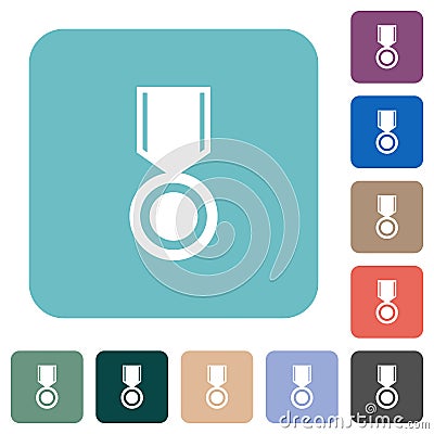 Medal solid rounded square flat icons Vector Illustration