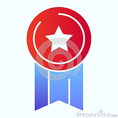 Medal with a star flat icon. Honor badge vector illustration isolated on white. Medallion gradient style design Vector Illustration