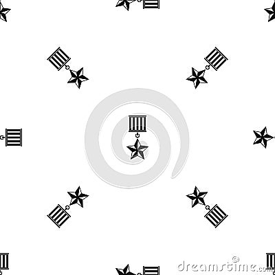 Medal star pattern seamless black Vector Illustration
