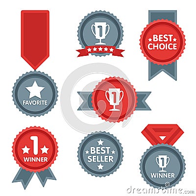 Medal and winner icon set. Vector Illustration