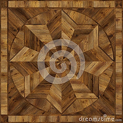 Medallion design grunge parquet floor, wooden seamless texture Stock Photo