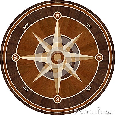 Medallion design parquet floor, compass rose Stock Photo