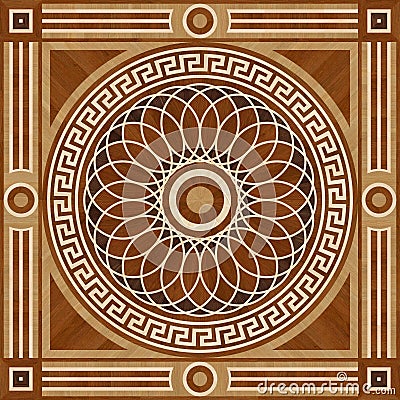 Medallion design parquet floor, wooden seamless texture Stock Photo