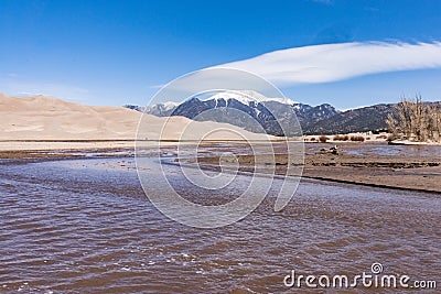 Medano Creek in Great Sand Dunes National Park Stock Photo