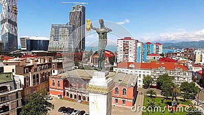 Medea with golden fleece on Europe Square in Batumi, Georgian art, sculpture Editorial Stock Photo