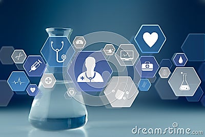 Medecine and general healthcare icon displayed on a medical interface Stock Photo
