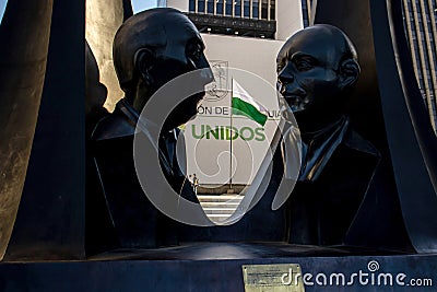 Monument to the memory of Guillermo Gaviria, former Governor of Antioquia, and Gilberto Editorial Stock Photo