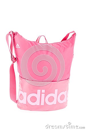 Medellin, Colombia - Marzo 15, 2019: ADIDAS - pink hands free female bag Editorial Stock Photo