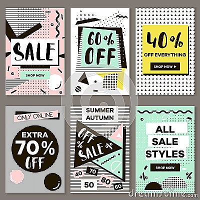 Media banners for online shopping, mobile website banners, posters, email and newsletter designs. Vector Illustration