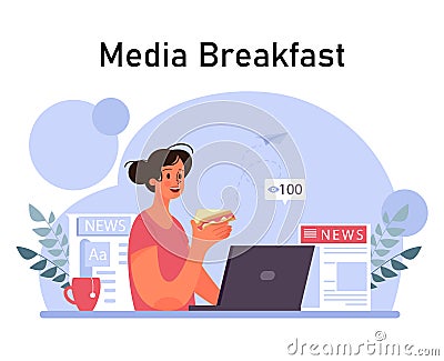 Media. Character producing or consuming the content in mass media. Vector Illustration