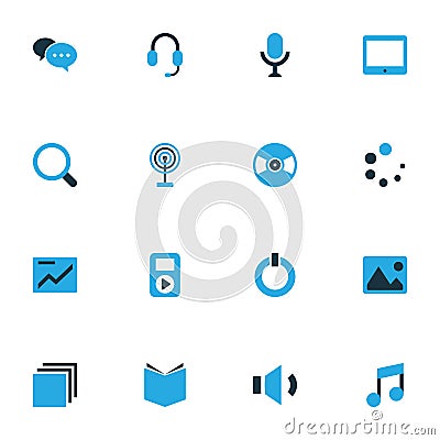 Media Colorful Icons Set. Collection Of Chart, Turntable, Power And Other Elements. Also Includes Symbols Such As Book Vector Illustration