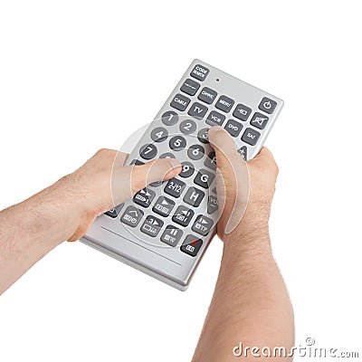 Media conceptual image - Unusual large remote control Stock Photo