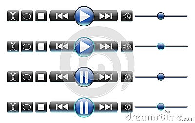 Media Controls/Rollover Buttons Stock Photo