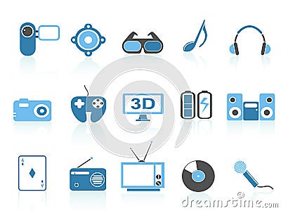 Media entertainment icons ,blue series Vector Illustration