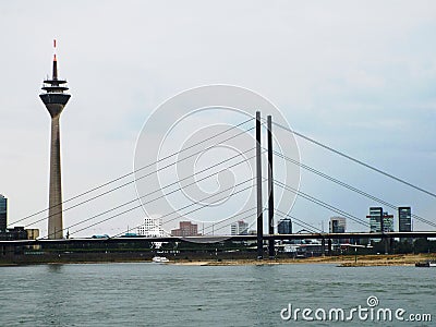 Media Harbour and Rhine-knee bridge Editorial Stock Photo