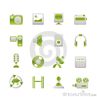 Media and household equipment icons Vector Illustration