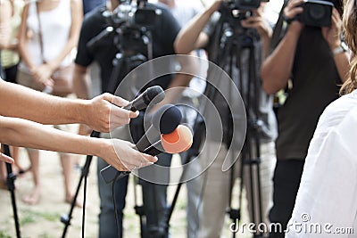 Media interview Stock Photo