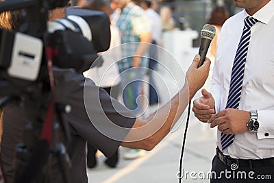 Media interview Stock Photo