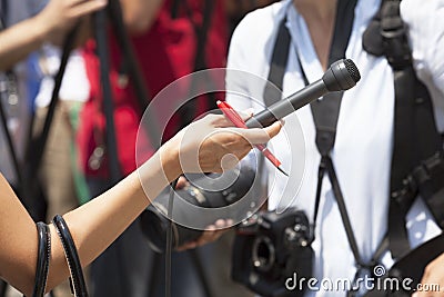 Media interview Stock Photo