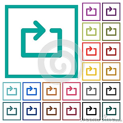 Media loop flat color icons with quadrant frames Stock Photo