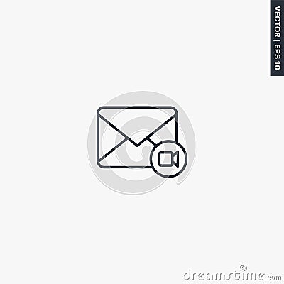 Media mail icon, video mail, linear style sign for mobile concept and web design Vector Illustration